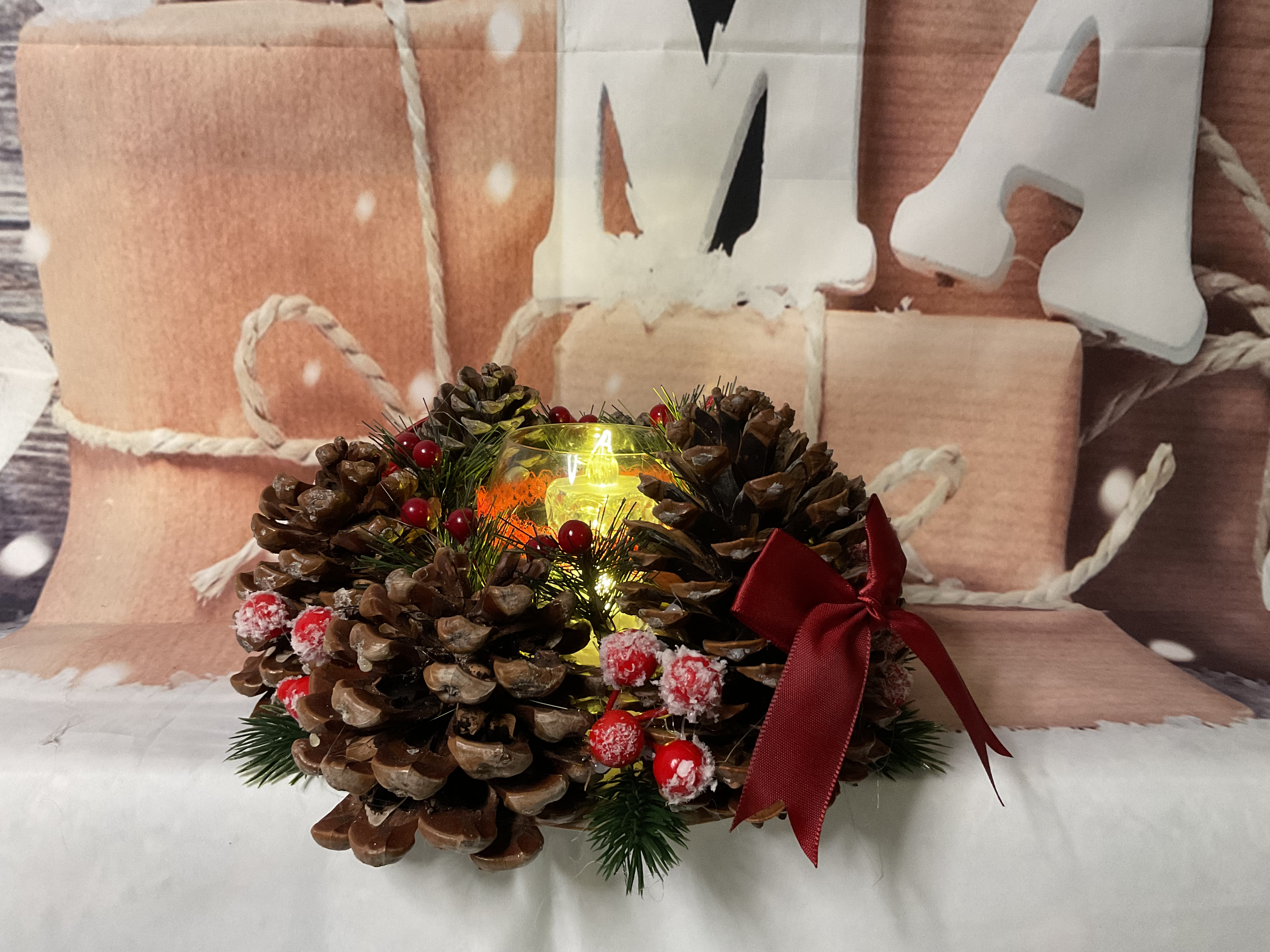 Plateau de Noël avec bougies 